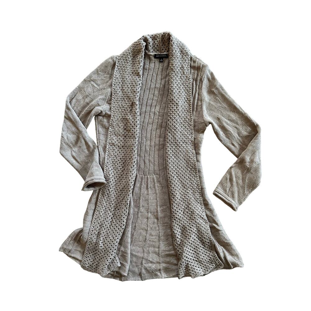 Notations S cozy wrap knit sweater lightweight long sleeve tan beige fair aisle